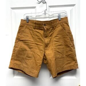Duck Head Shorts Brown Canvas Men’s 32 Cotton Blend Stretch 7” Inseam Zip Khaki